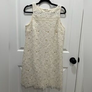 NWT LOFT | Ivory Embroidered Floral Lace Shift Dress Size 6 Bridal LWD Wedding